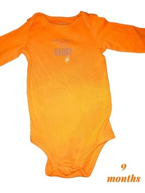Carter's Orange Long-Sleeve Baby Bodysuit - 'Hanging with Daddy'